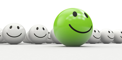 Gr&uuml;ner 3D Smiley als kreativer Anf&uuml;hrer