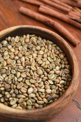 coffee beans with cinnamon sticks for background
