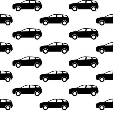 Black and White Car silhouette. Vector Illustration.