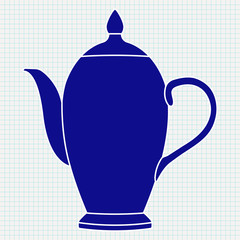 Teapot. Blue silhouette