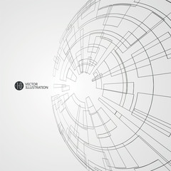 Abstract wireframe, science and technology illustration.