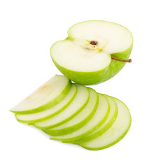 Sliced Green apple isolated on the white background