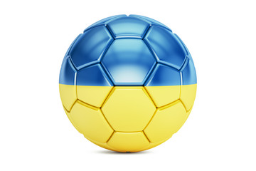 soccer ball with flag of Ukraine, 3D rendering