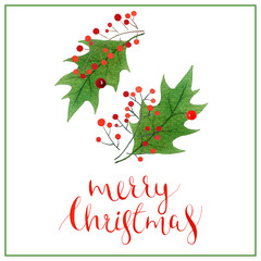 Christmas lettering, holiday calligraphy phrase isolated on white background, greeting card design.