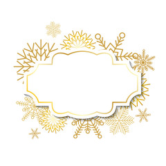 Winter vintage label on snowflakes background