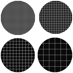 circle made up of squares , a set of circles with a square pattern of intersecting white lines, vector