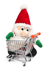 Santa Claus and shopping cart isolated