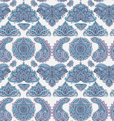 Vector seamless pattern with henna mehndi floral elements.