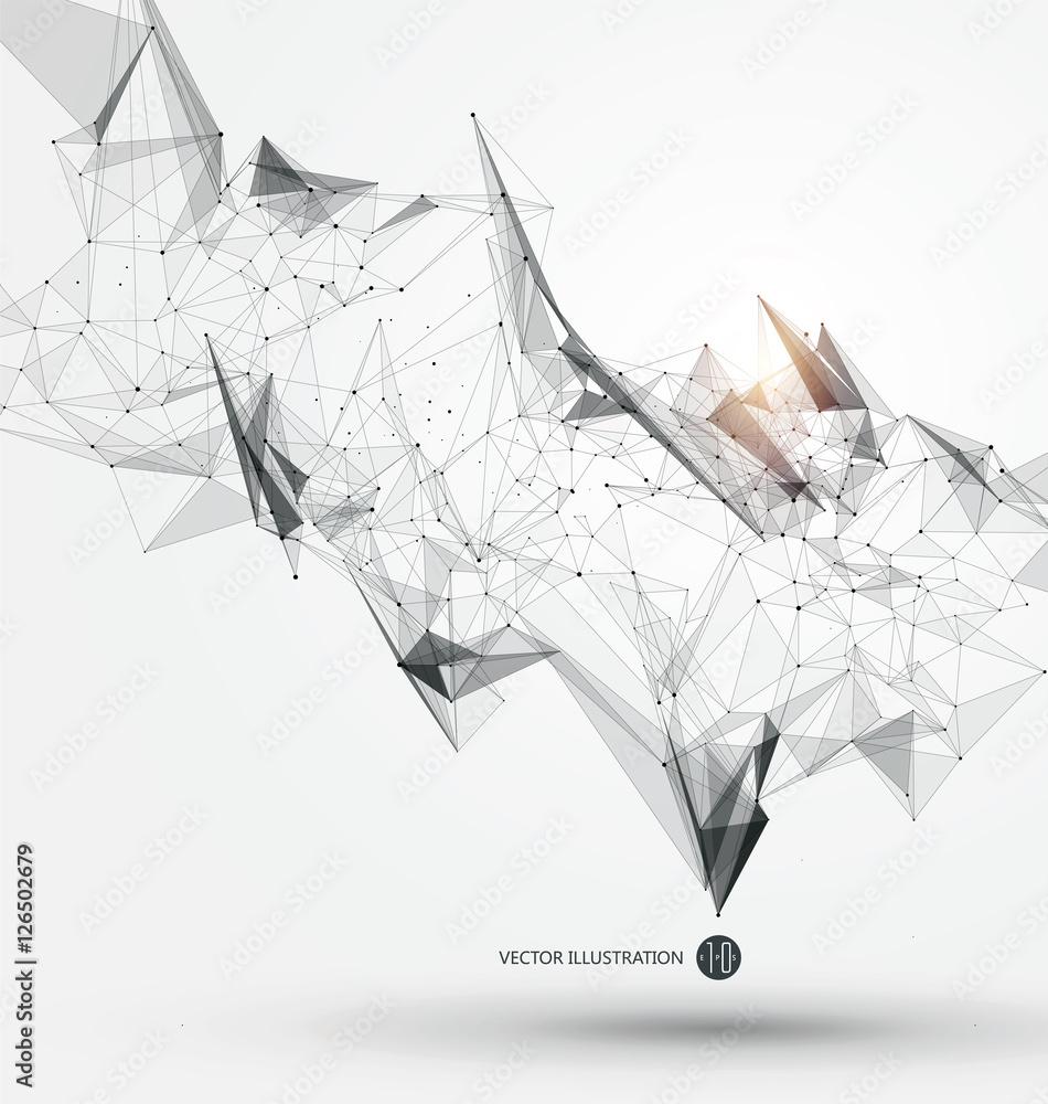 Poster abstract graphic consisting of points, lines and connection, internet technology.