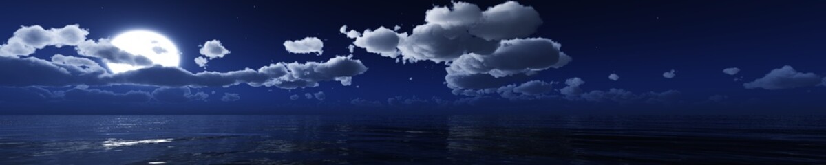 panorama of the sea under the moonlight. moonrise over the sea.
