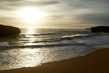 sunset over water horizon