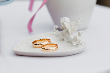 Wedding Register table with Pen, Bride and Groom Rings