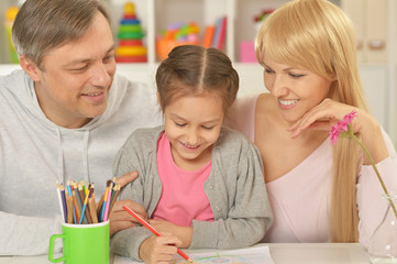 Portrait of happy family painting