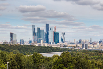 Fototapeta na wymiar view of the Moscow City/ view from Sparrow Hills, Moscow, Russia
