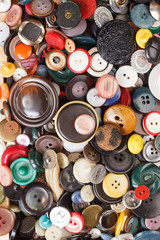 Many buttons with different shapes and colors