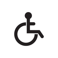 Access icon, isolated on white background. Man on a wheel chair.