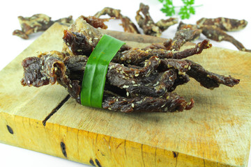 jerky beef - homemade dry cured spiced meat
