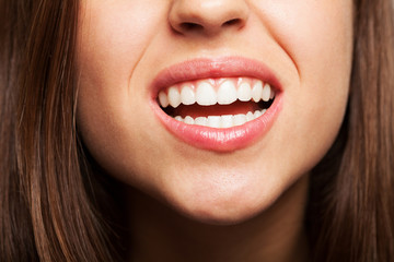 prefect teeth of a pretty girl closeup