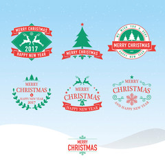 Christmas and New Year symbols for designs postcard, invitation,