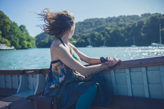 Young woman in boat