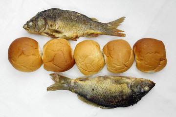 The five loaves, and the two fishes.