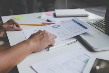 businessman working with document and computer in office workpla