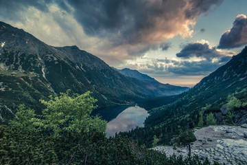 Panoramic vista over wilderness in high mountains