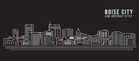 Cityscape Building Line art Vector Illustration design - Boise city