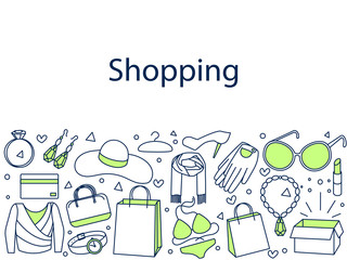 Shopping banner doodle vector illustration