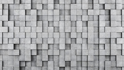 Wall of concrete cubes as wallpaper or background. 3D rendering - 126510858