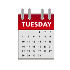 Calendar Tuesday icon vector
