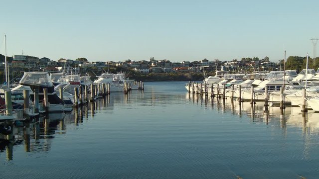 Rows of Yachts Moored on the Swan River in Perth