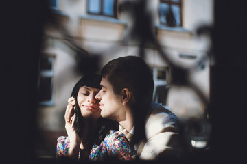 Sweet moment of joy of a young couple