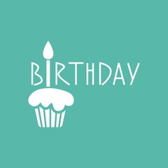 Vector birthday cake with candle. 

Design logo template. Vector 

illustration