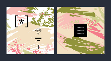 Set creative postcards. Vector illustration. Abstract