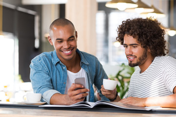 Two friends enjoying coffee