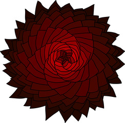 Fractal red flower. Vector rose. Abstract star design element.