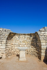 sacrificial stone on the ruins of the ancient city