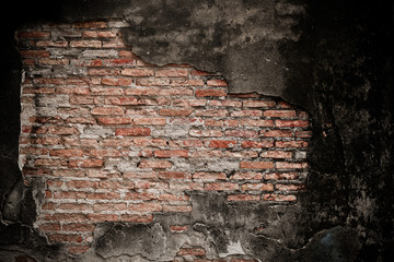 Old dilapidated brick wall. Vintage background.