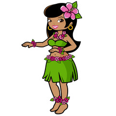 Hawaiian hula dancer woman. Vector illustration