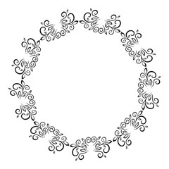 Frame design. Plant motif. Flower design elements. Vector illustration. Elegant outline design. Gray symbol isolated on white background. Abstract leave. Good for design, logo or decoration