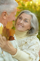 Senior couple in autumn park