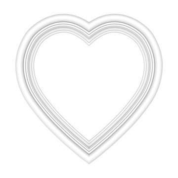 White heart picture frame isolated on white. 3D illustration.