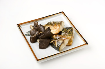 焼き塩サバときのこ