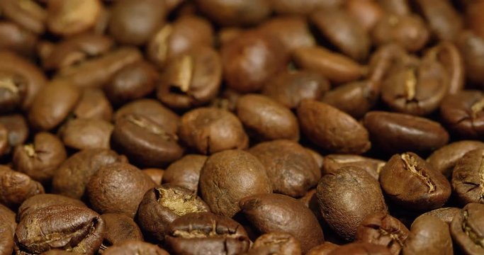 Camera move over high quality coffee beans