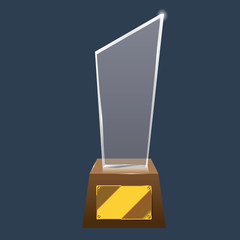 Empty realistic glass trophy awards vector statue.