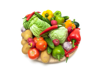 still life of fresh vegetables on a white background