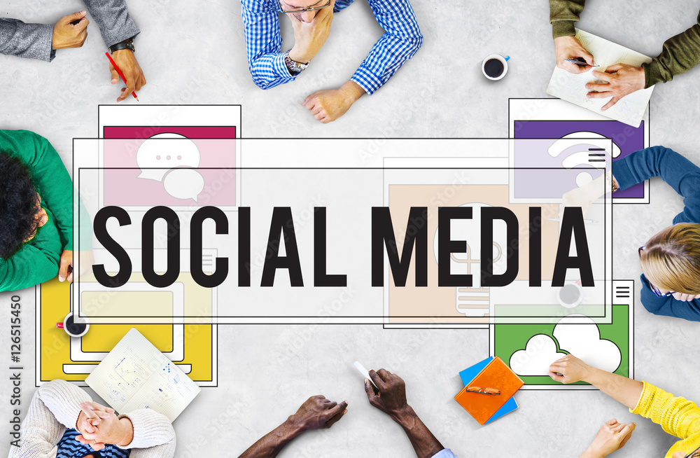 Poster communication technology online networking connection concept
