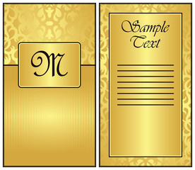 Template of menu. Vintage card in a gold