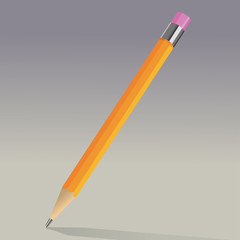 An orange graphite pencil with an eraser